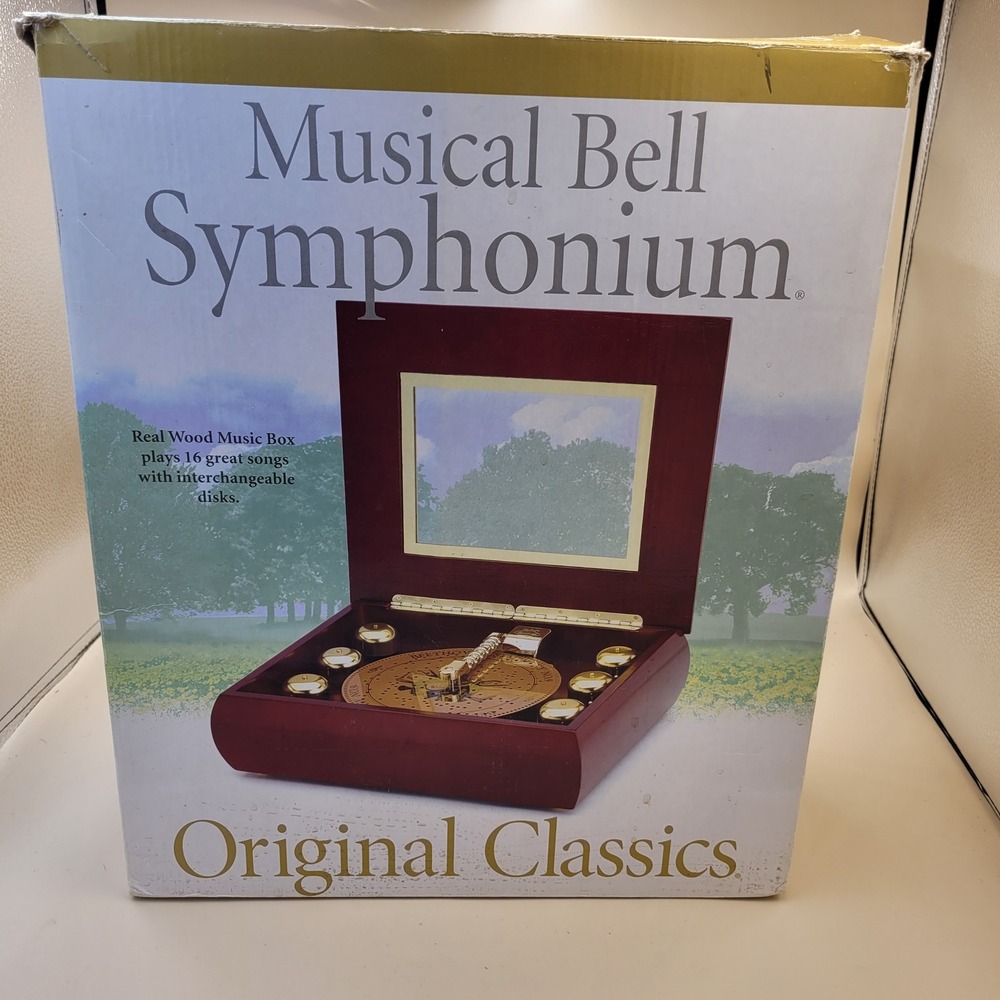 Mr‎ Christmas Musical Bell Symphonium 2004 Wood Music Box 16 Disks Vintage NIB